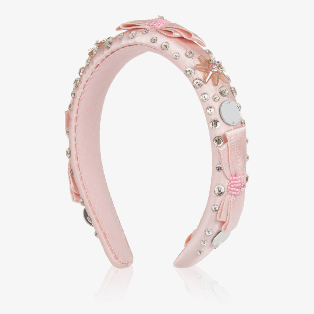 Tutu du Monde-طوق شعر مبطن ومزين بفيونكة وترتر لون زهري للبنات | Childrensalon