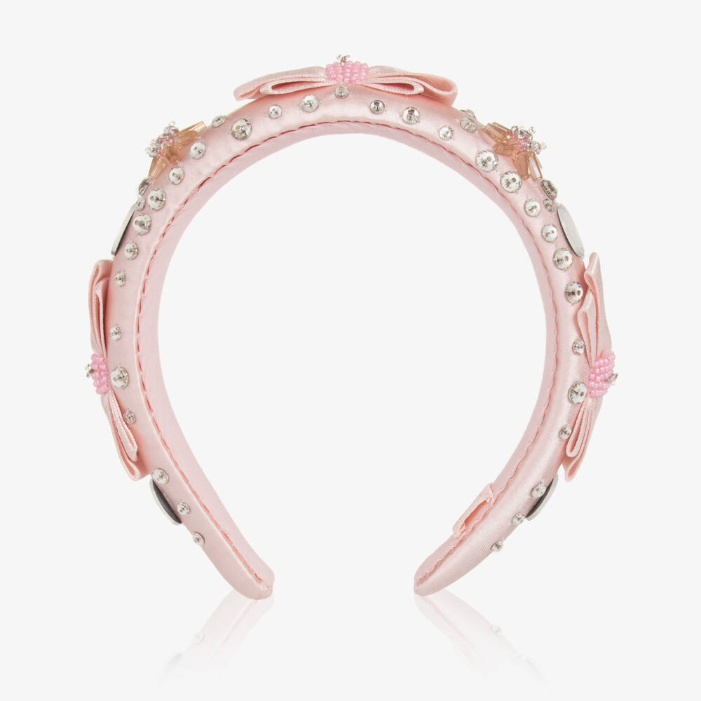 Tutu du Monde-طوق شعر مبطن ومزين بفيونكة وترتر لون زهري للبنات | Childrensalon