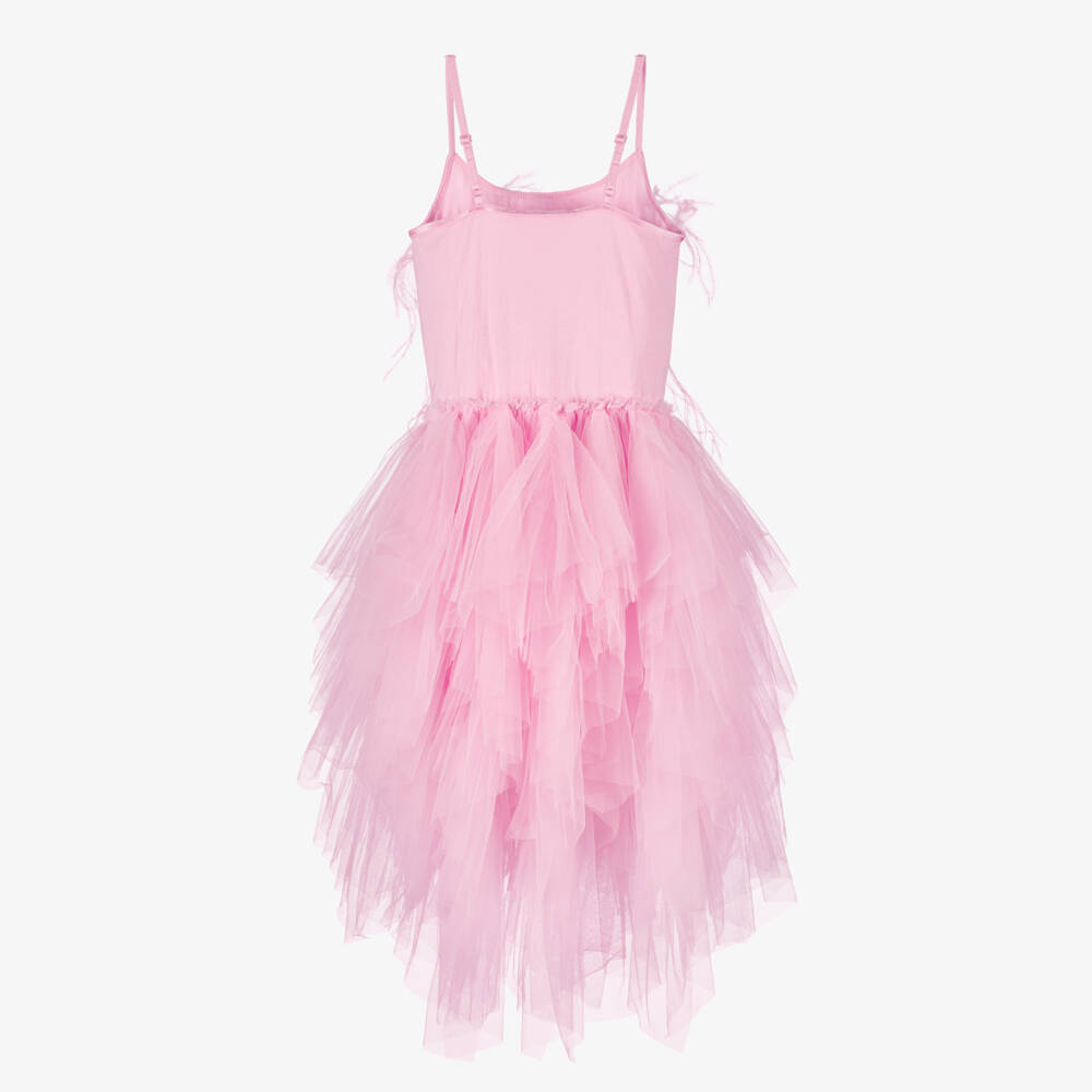 Tutu du Monde-Girls Pink Sequin & Feather Embellished Tulle Dress | Childrensalon