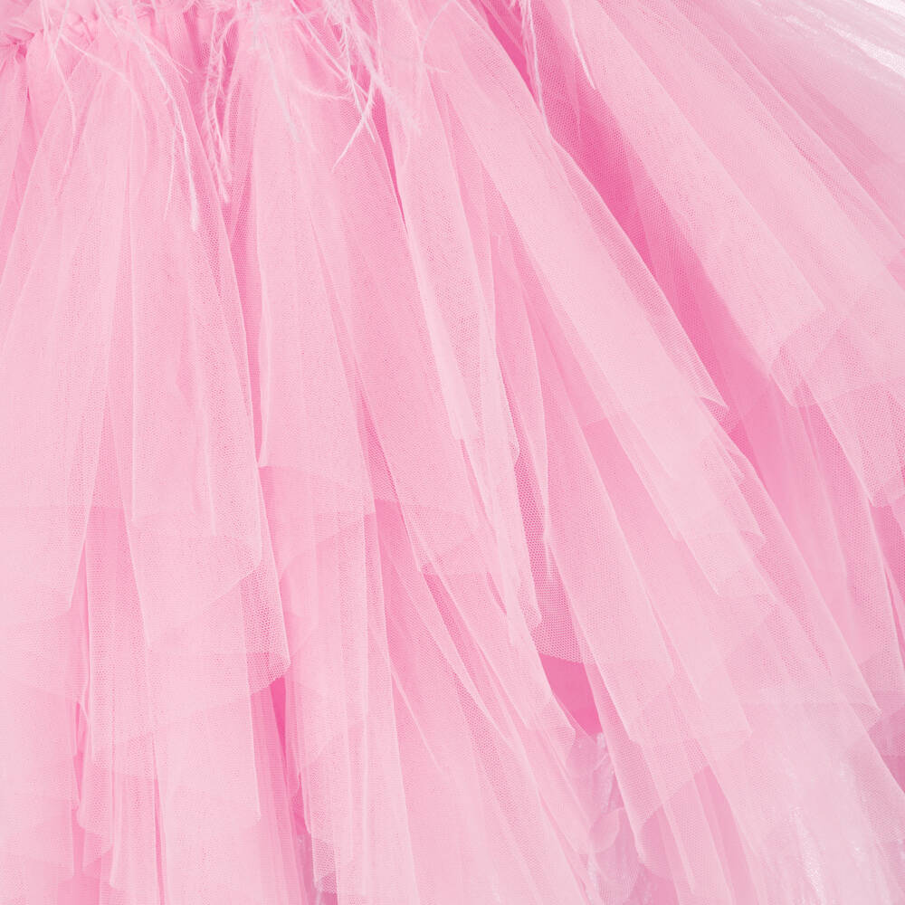 Tutu du Monde-Girls Pink Sequin & Feather Embellished Tulle Dress | Childrensalon