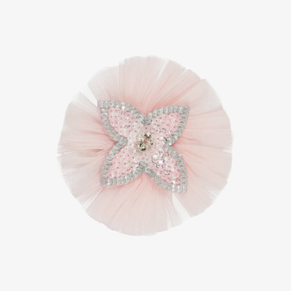 Tutu du Monde-Girls Pink Tulle & Sequins Hair Clip  | Childrensalon