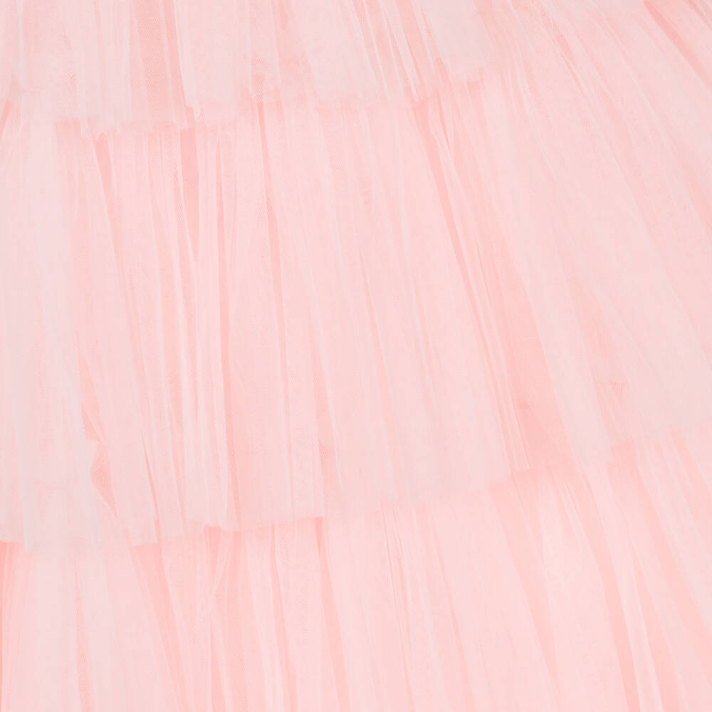 Tutu du Monde-Girls Pink Tulle Tiered Maxi Dress with Flowers & Gems | Childrensalon