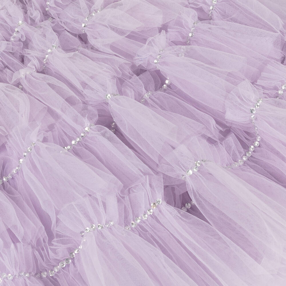 Tutu du Monde-Girls Purple Beaded Ruffled Tulle Dress | Childrensalon