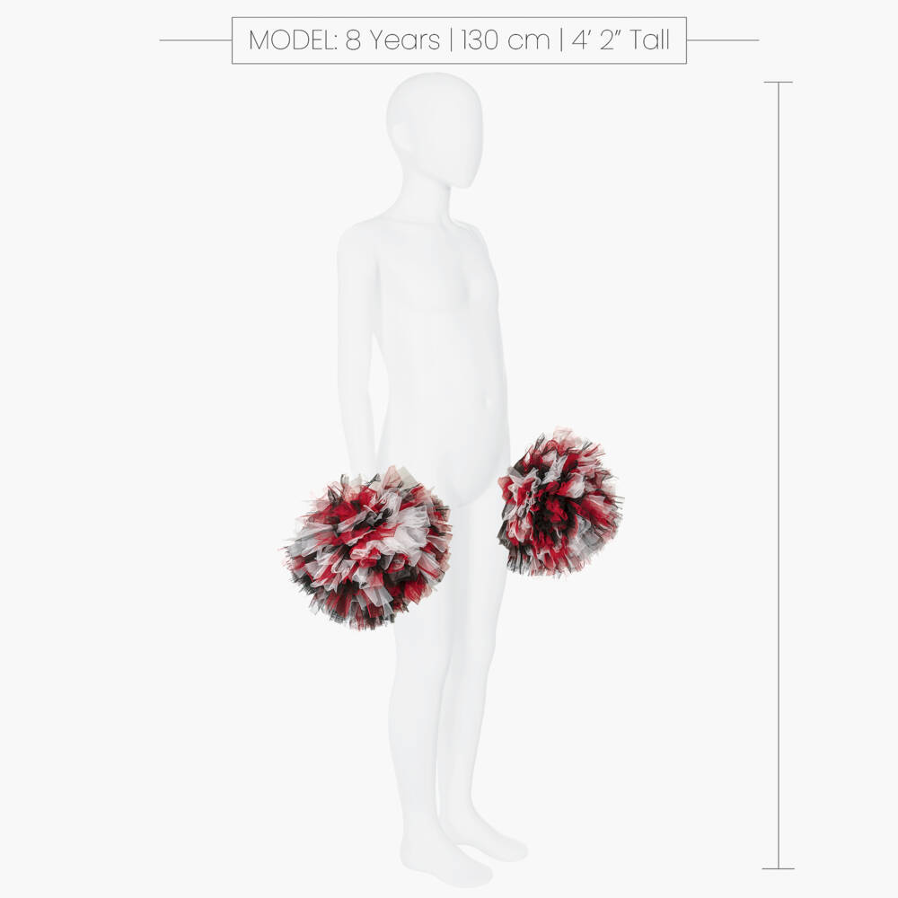Tutu du Monde-Girls Red & Black Tulle Cheerleader Pom-Poms | Childrensalon