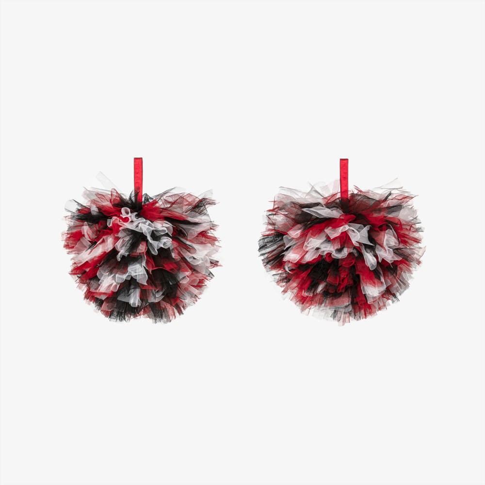 Tutu du Monde-Girls Red & Black Tulle Cheerleader Pom-Poms | Childrensalon