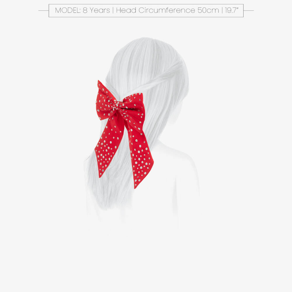 Tutu du Monde-Girls Red Satin Bow Hair Clip with Silver Sequins  | Childrensalon