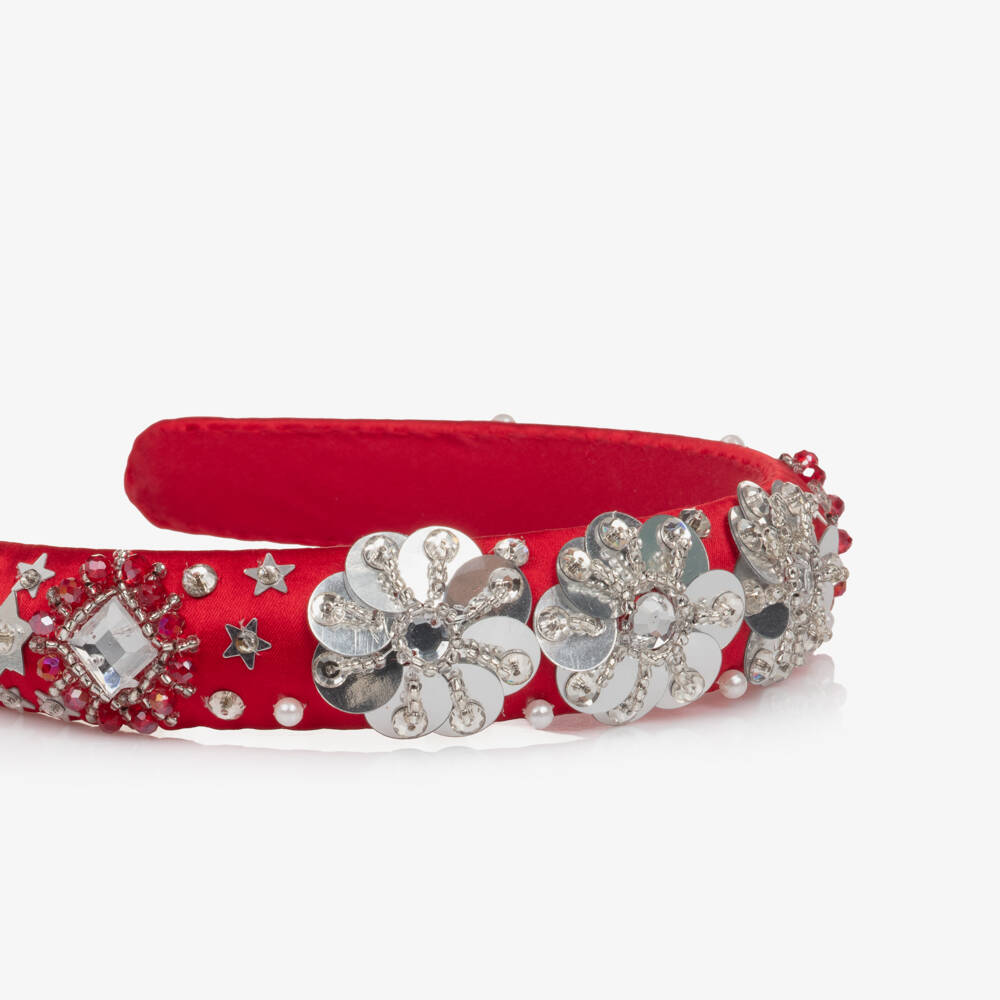 Tutu du Monde-Ободок красный атласный с украшениями для девочек | Childrensalon