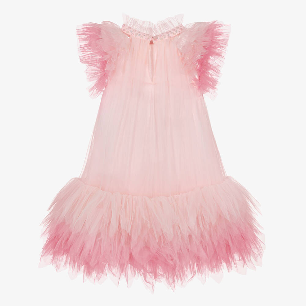Tutu du Monde-Girls Three-Tone Pink Feathered Effect Tulle Dress | Childrensalon