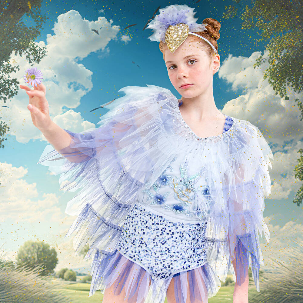 Tutu du Monde-Girls Tulle & Sequin Blue Bird Headband  | Childrensalon