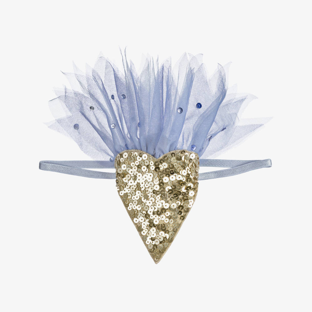Tutu du Monde-Girls Tulle & Sequin Blue Bird Headband  | Childrensalon