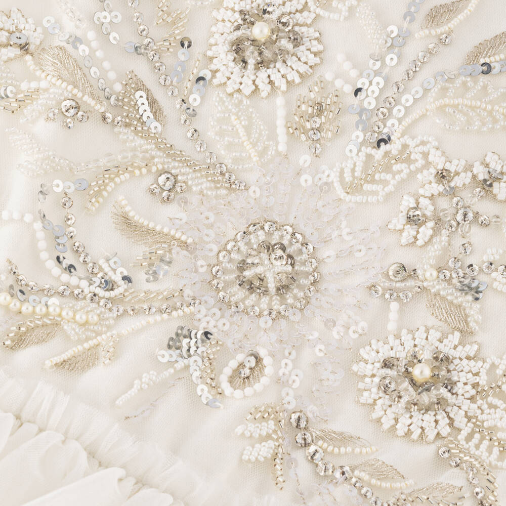 Tutu du Monde-فستان تول مزين بالخرز والترتر لون أبيض | Childrensalon