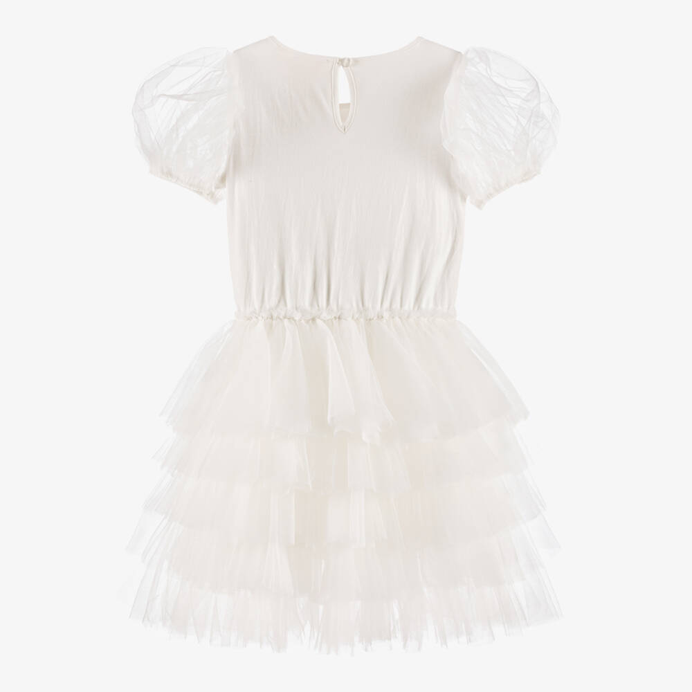 Tutu du Monde-فستان تول مزين بالخرز والترتر لون أبيض | Childrensalon