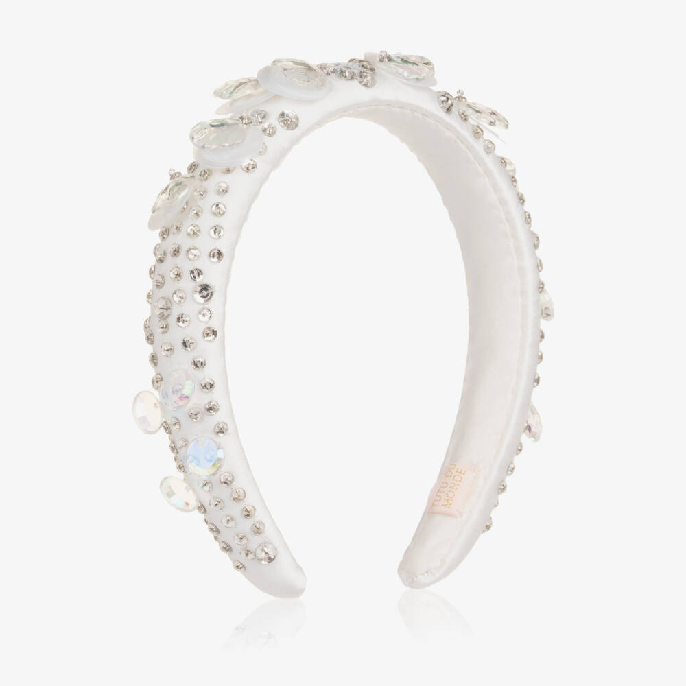Tutu du Monde-Girls White Satin Embellished Hairband | Childrensalon