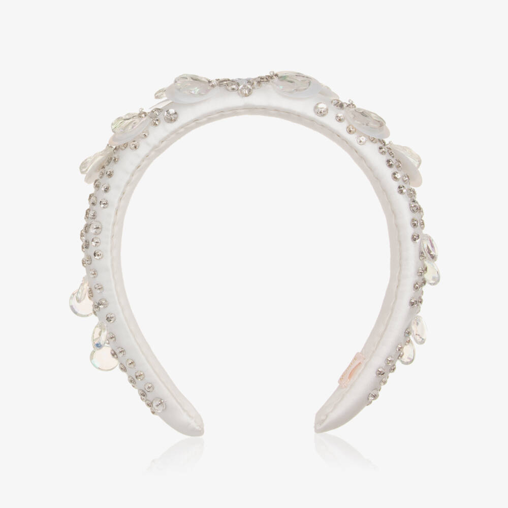 Tutu du Monde-Girls White Satin Embellished Hairband | Childrensalon