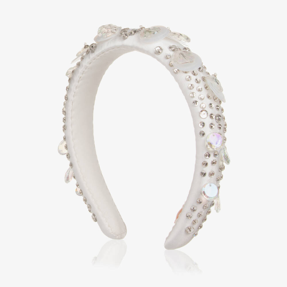 Tutu du Monde-Girls White Satin Embellished Hairband | Childrensalon