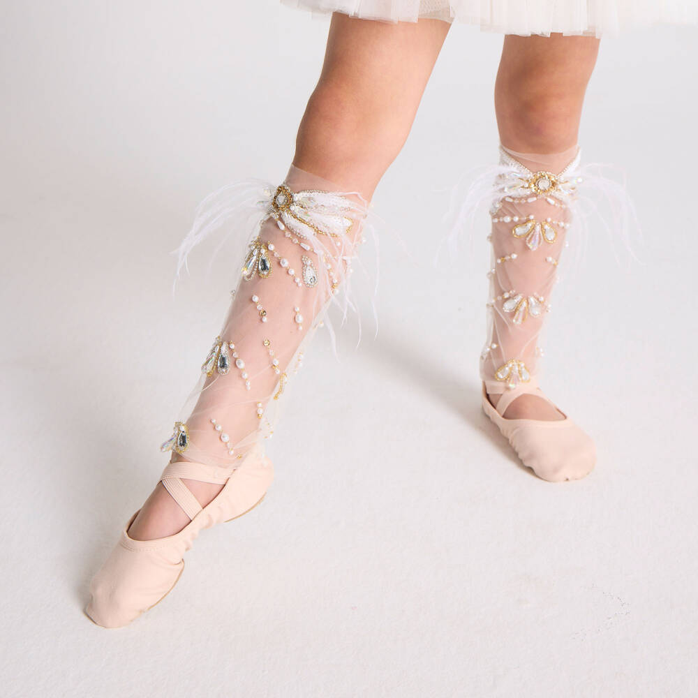 Tutu du Monde-Girls White Swan Footless Stockings | Childrensalon
