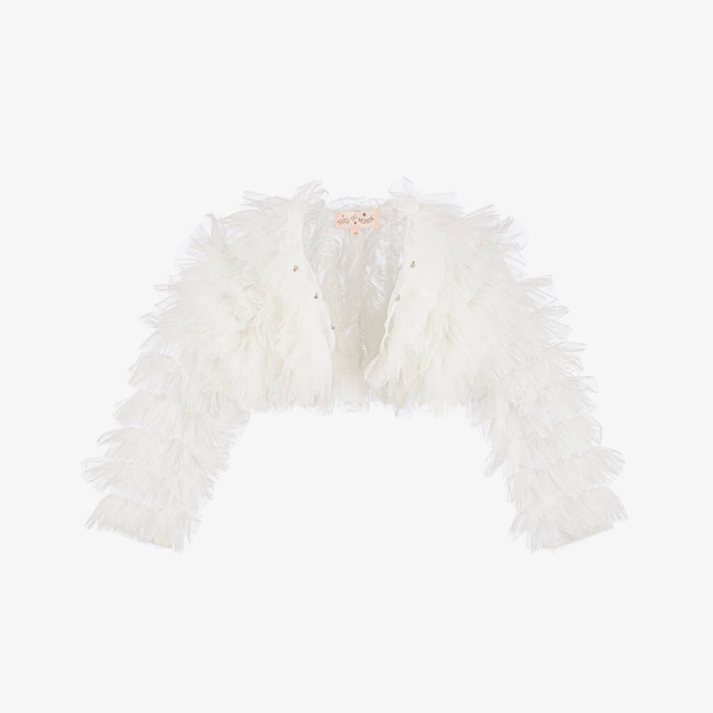 Tutu du Monde-Girls White Tiered Tulle Shrug | Childrensalon