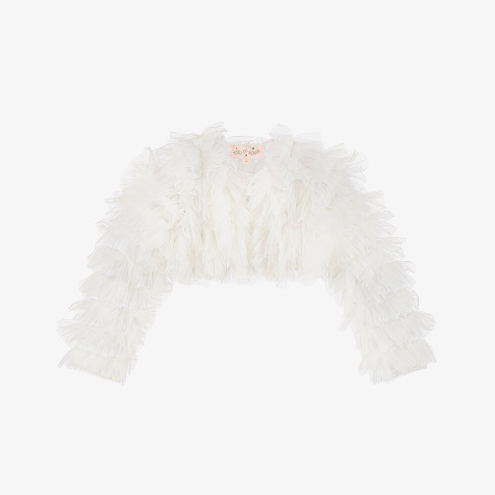 Tutu du Monde-Girls White Tiered Tulle Shrug | Childrensalon