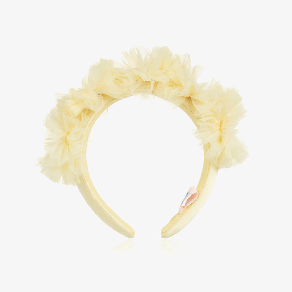 Tutu du Monde-Girls Yellow Beaded Tulle Sunflower Hairband | Childrensalon