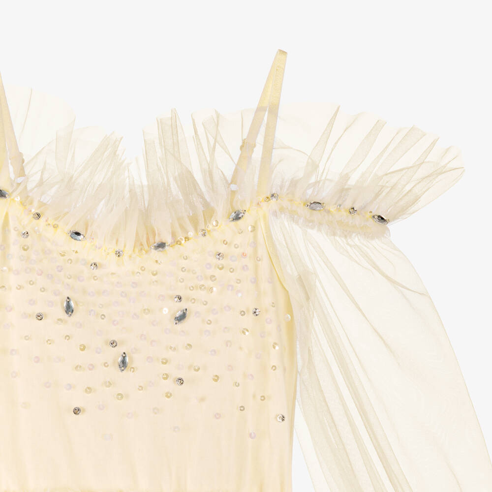 Tutu du Monde-Girls Yellow Jewelled & Sequinned Tulle Dress | Childrensalon
