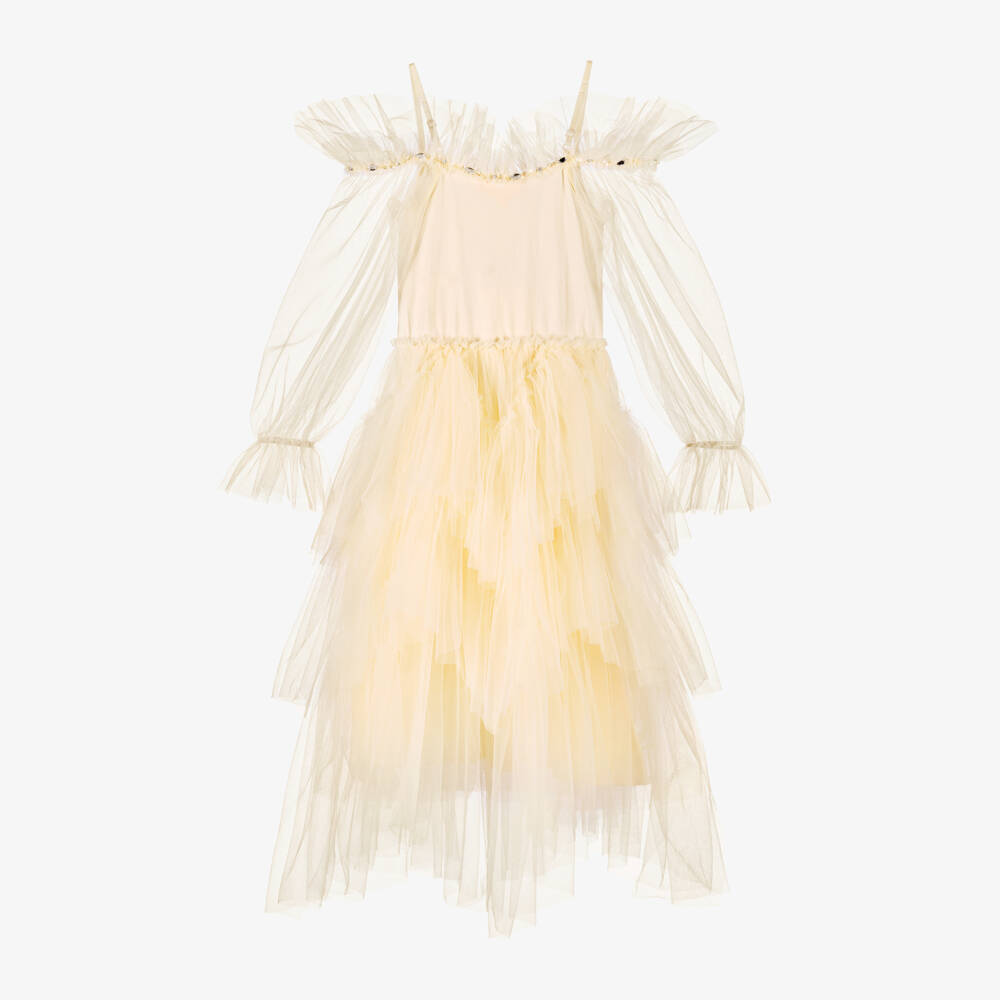 Tutu du Monde-Girls Yellow Jewelled & Sequinned Tulle Dress | Childrensalon
