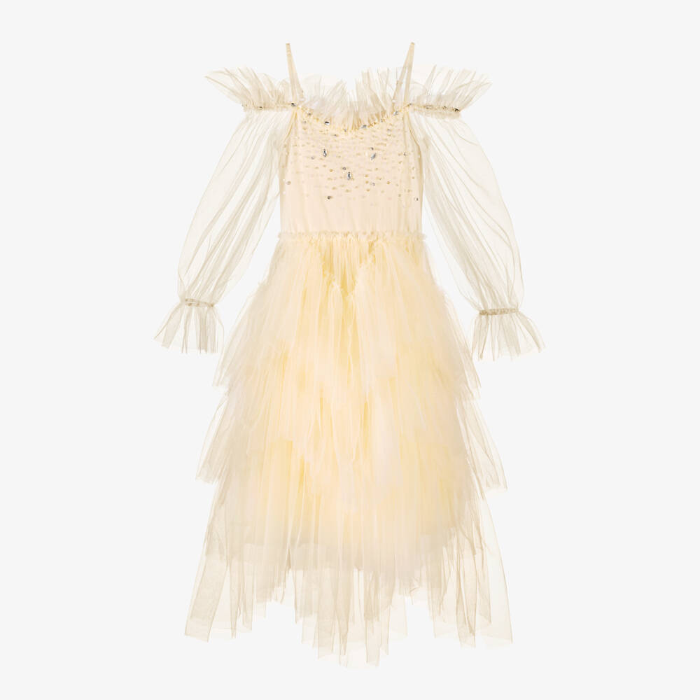 Tutu du Monde-Girls Yellow Jewelled & Sequinned Tulle Dress | Childrensalon