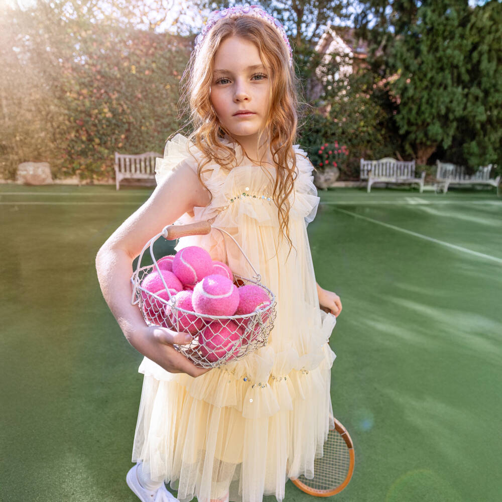 Tutu du Monde-Girls Yellow Tulle Sequin Dress | Childrensalon