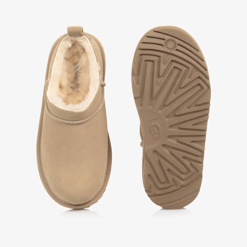 UGG-Beige Classic Micro Suede Boots | Childrensalon