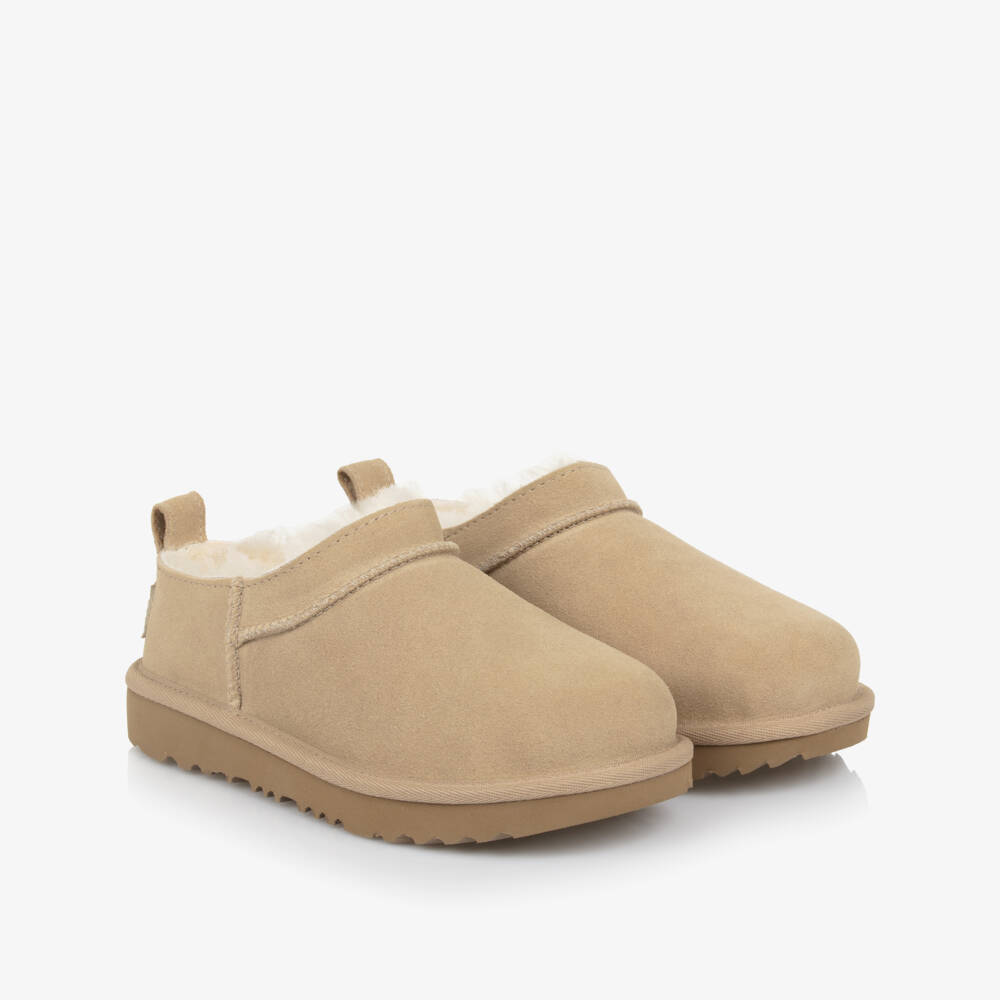 UGG-Beige Classic Micro Suede Boots | Childrensalon