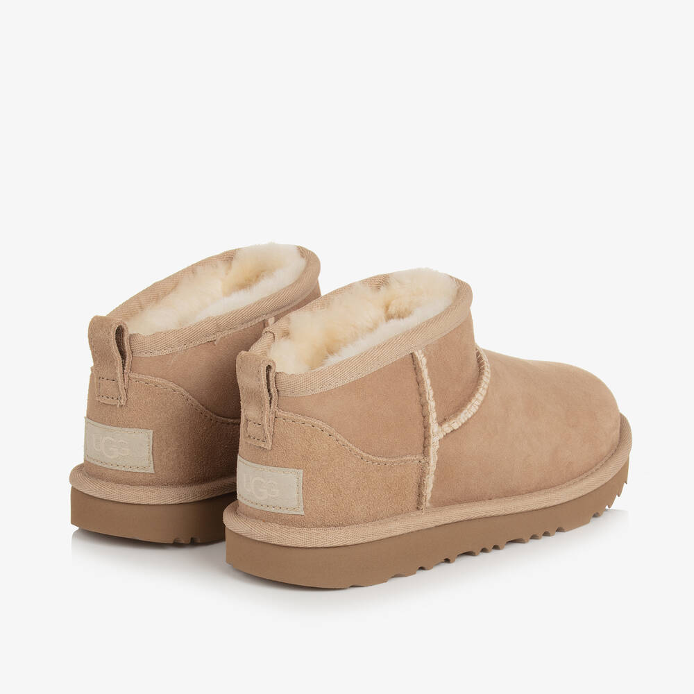 UGG-Beige Classic Ultra Mini II Suede Boots | Childrensalon
