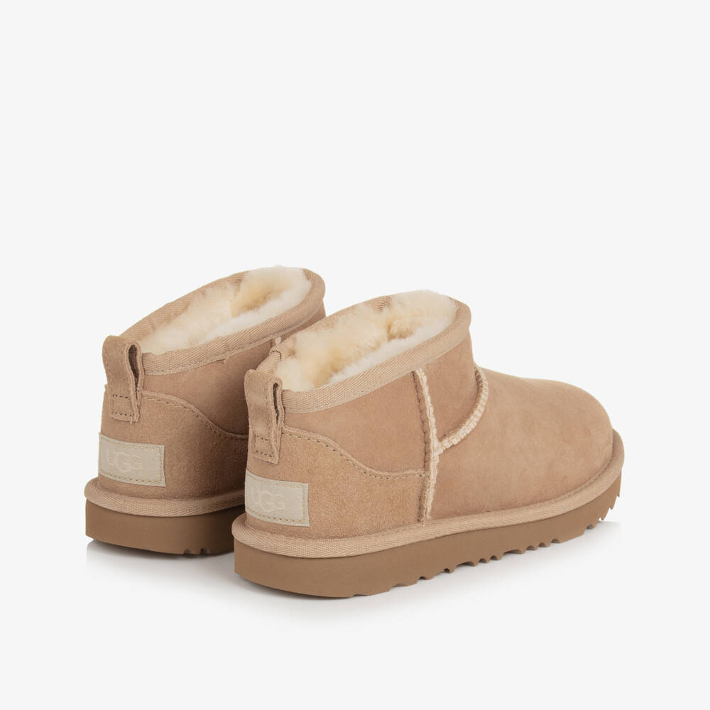 UGG-Beige Classic Ultra Mini II Suede Boots | Childrensalon