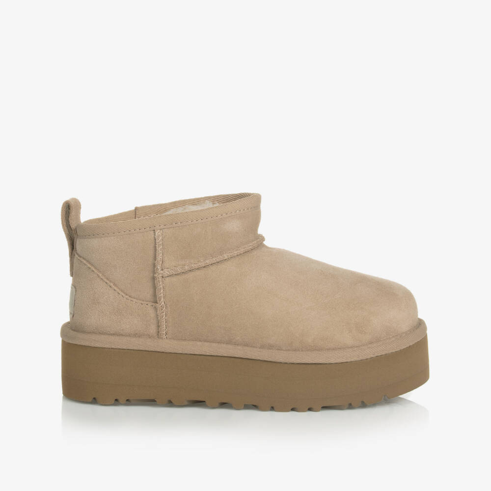 UGG-Beige Classic Ultra Mini Platform Boots | Childrensalon