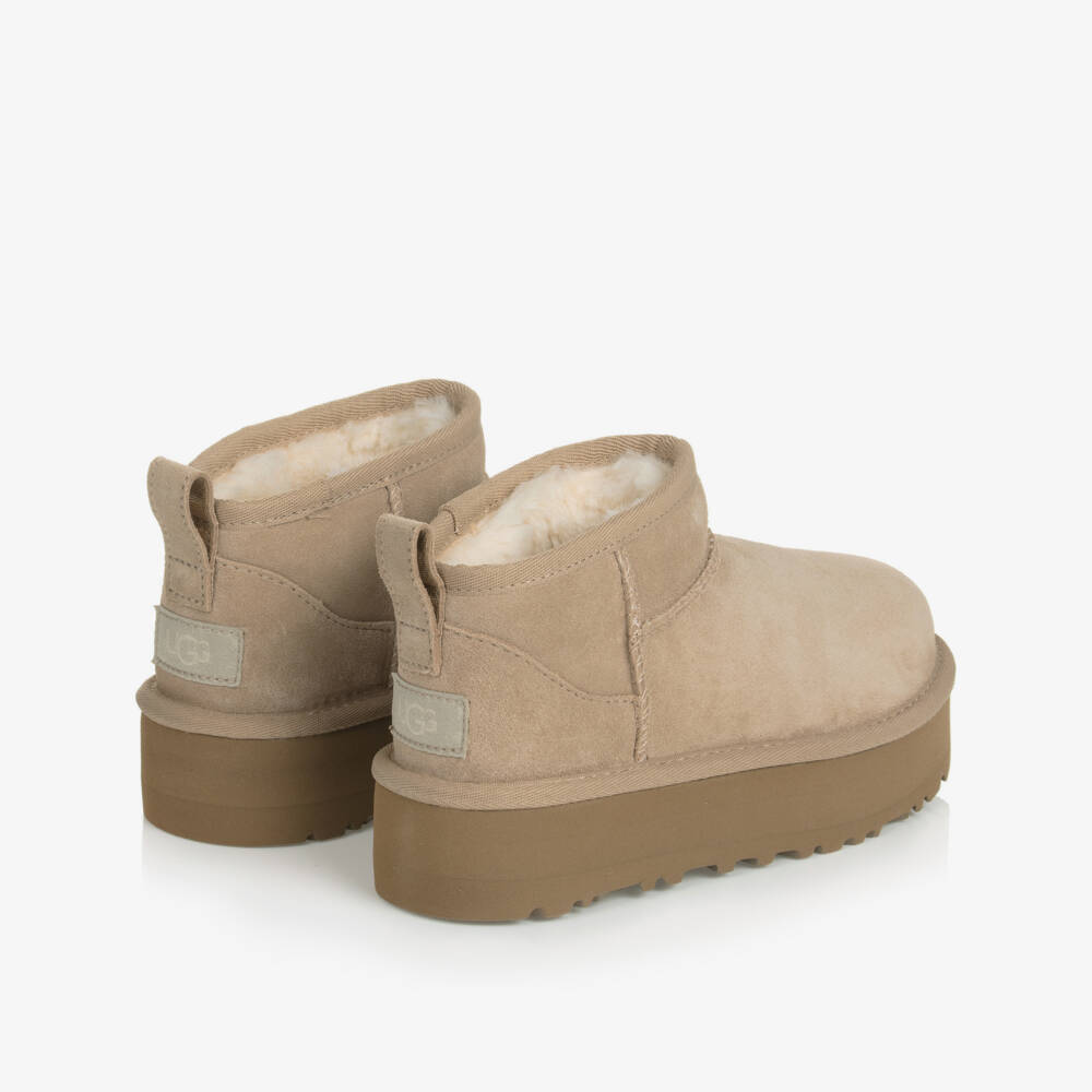 UGG-Beige Classic Ultra Mini Platform Boots | Childrensalon