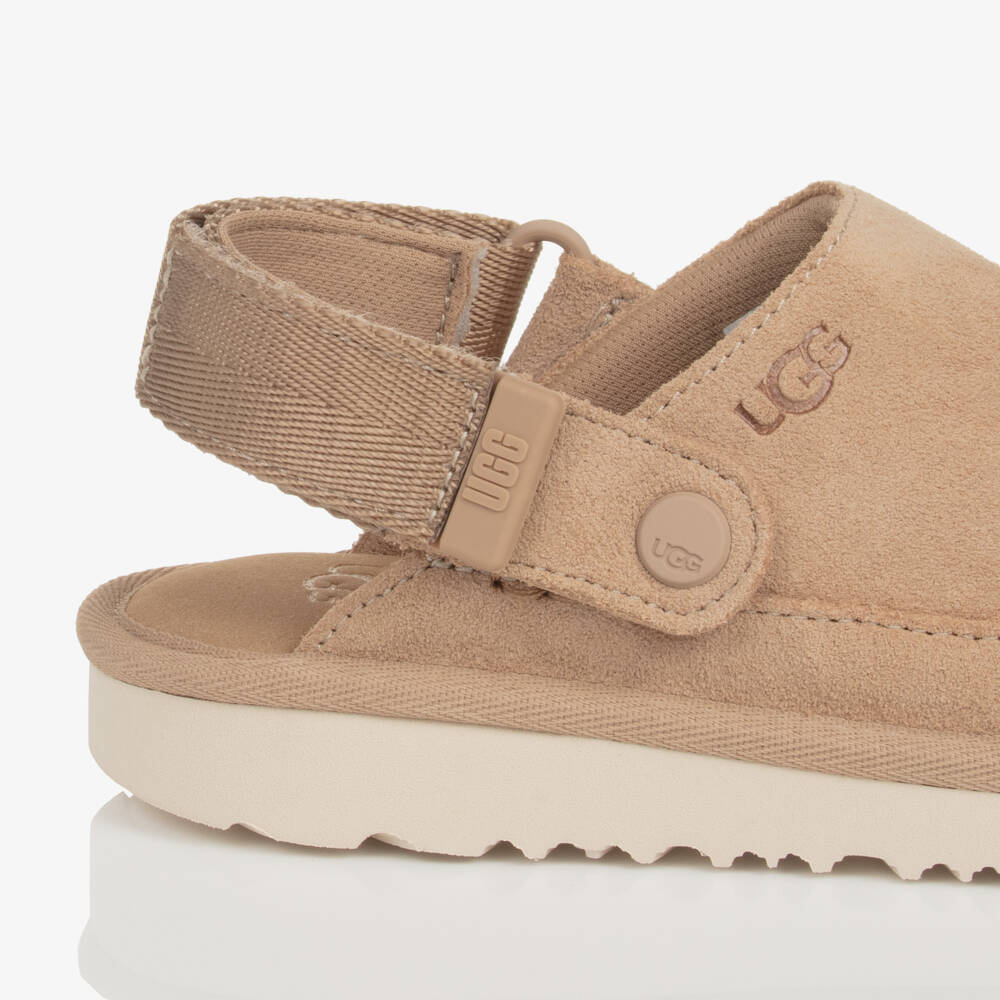 UGG-Beige Goldenstar Suede Leather Clogs | Childrensalon
