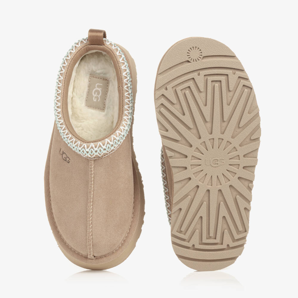 UGG-Beige Suede Leather Tazz Mules | Childrensalon