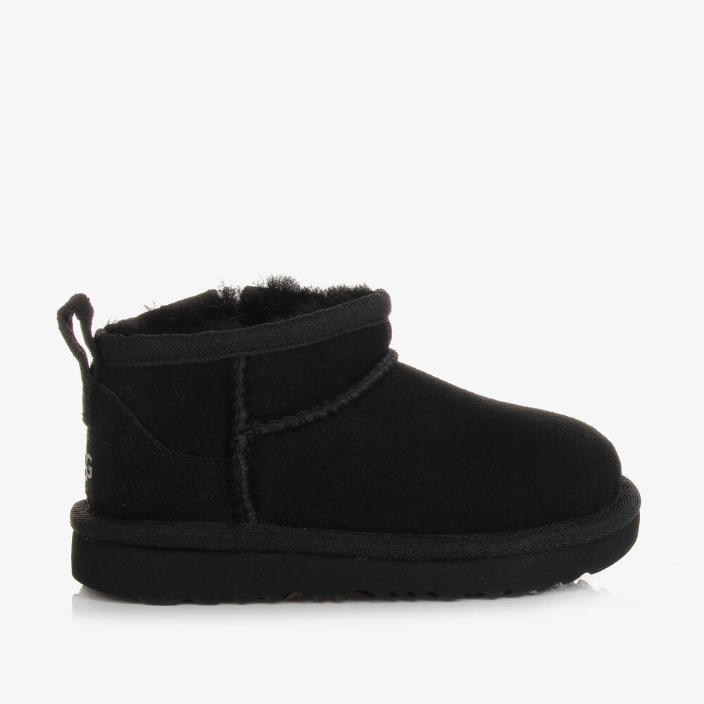 UGG-Black Classic Ultra Mini Suede Leather Boots | Childrensalon