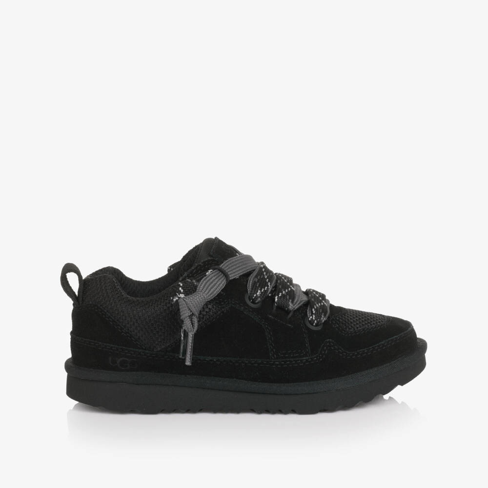 Une Fille-Black Suede Leather Lo Lowmel Trainers | Childrensalon