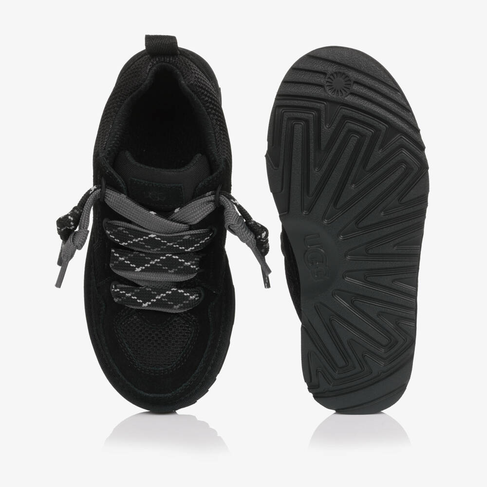 Une Fille-Black Suede Leather Lo Lowmel Trainers | Childrensalon