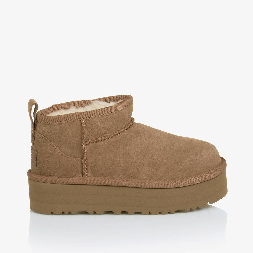 UGG-Brown Classic Ultra Mini Platform Boots | Childrensalon