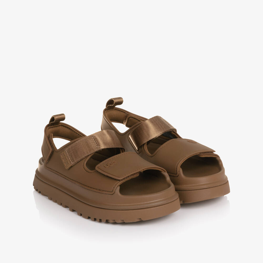 UGG-Brown Rubber GoldenGlow Sandals | Childrensalon