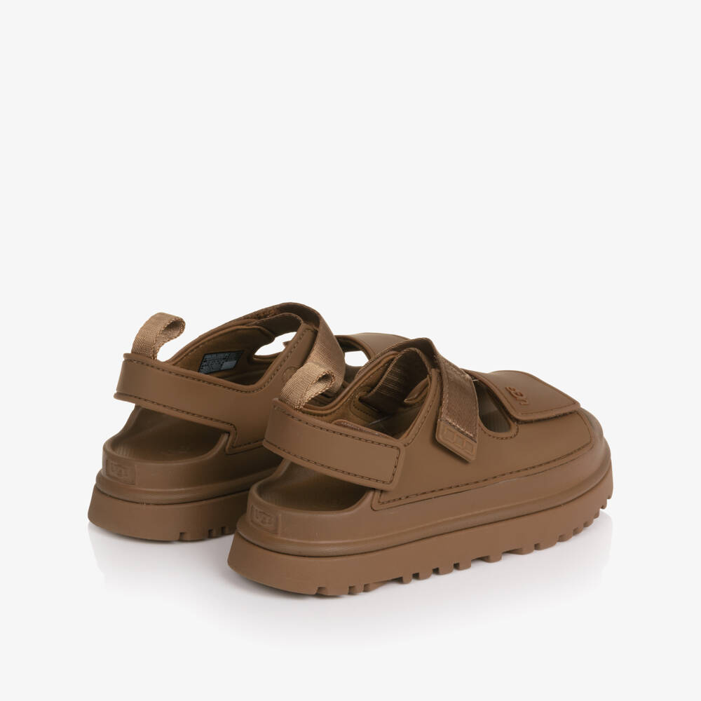 Une Fille-Brown Rubber GoldenGlow Sandals | Childrensalon