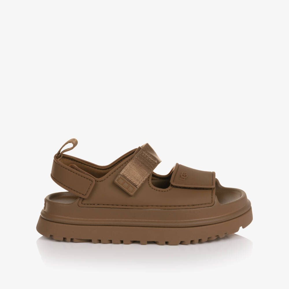 Une Fille-Brown Rubber GoldenGlow Sandals | Childrensalon