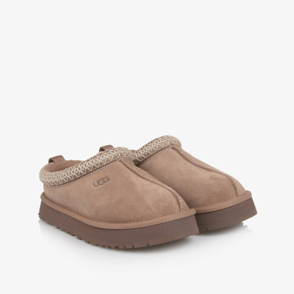 UGG-Brown Suede Leather Tazz Mules | Childrensalon