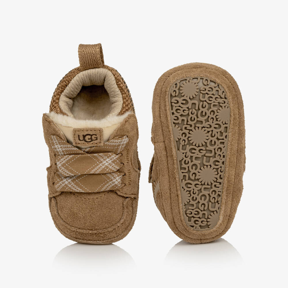 Une Fille-Chesnut Brown Baby Lowmel Suede Trainers | Childrensalon