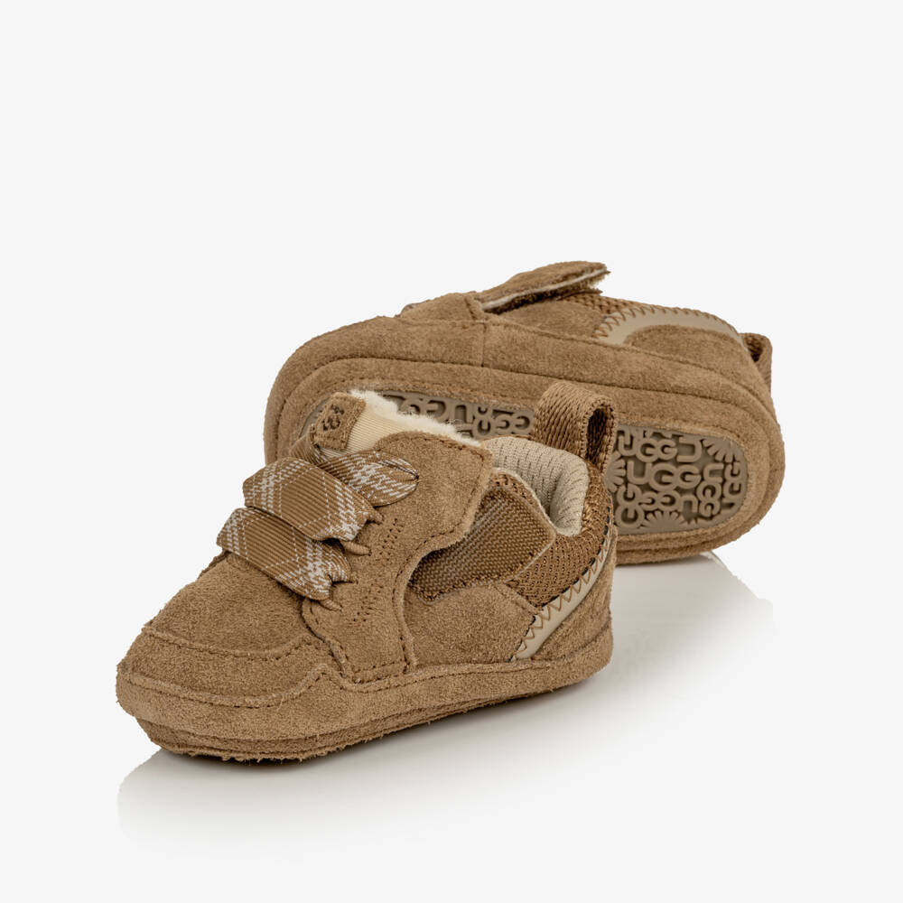 Une Fille-Chesnut Brown Baby Lowmel Suede Trainers | Childrensalon