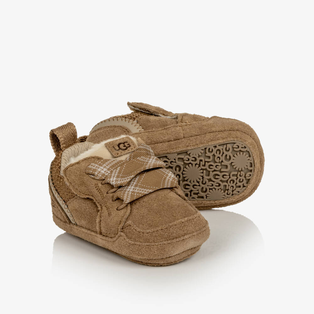 Une Fille-Chesnut Brown Baby Lowmel Suede Trainers | Childrensalon