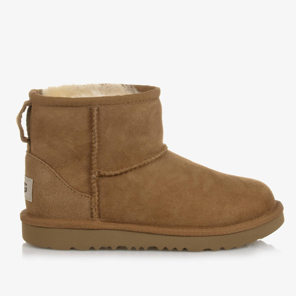 Une Fille-Chestnut Brown Classic Mini II Suede Leather Boots | Childrensalon