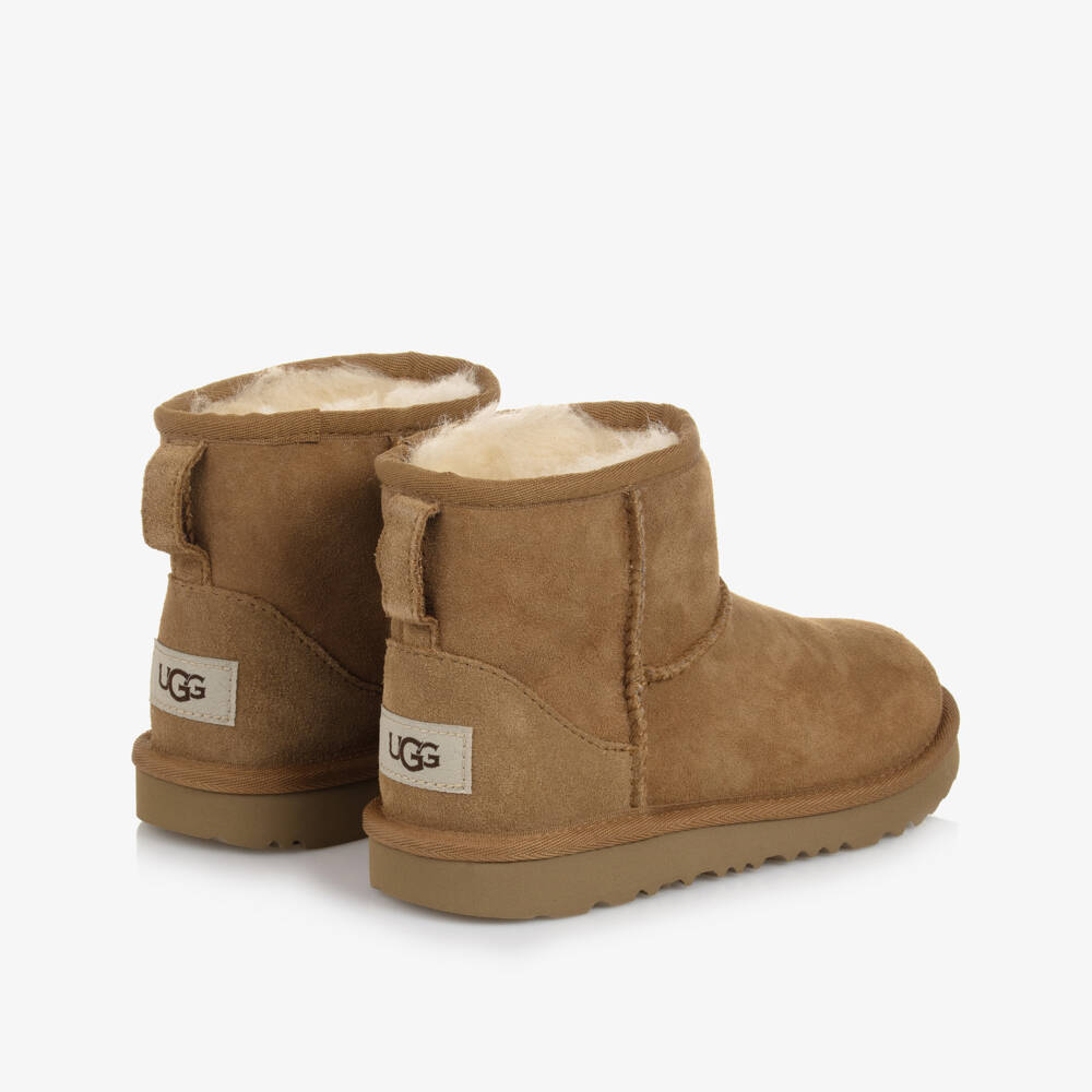UGG-Chestnut Brown Classic Mini II Suede Leather Boots | Childrensalon