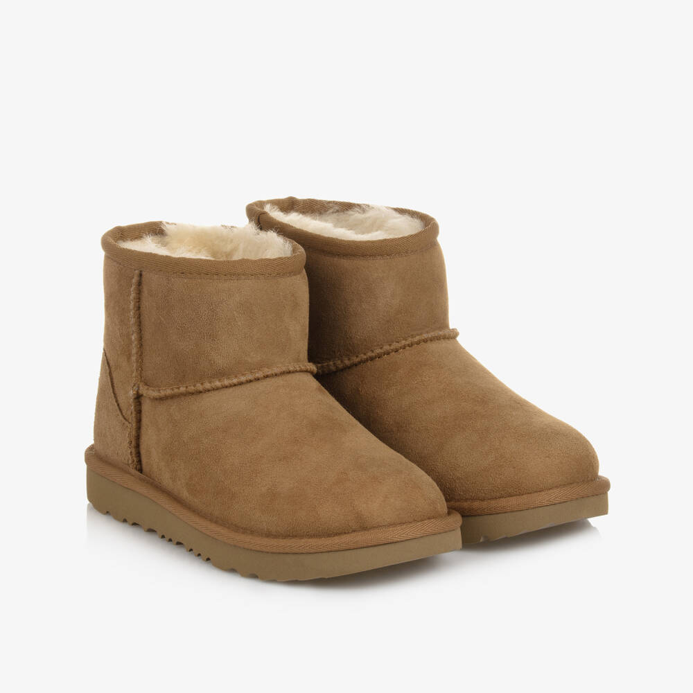 UGG-Chestnut Brown Classic Mini II Suede Leather Boots | Childrensalon