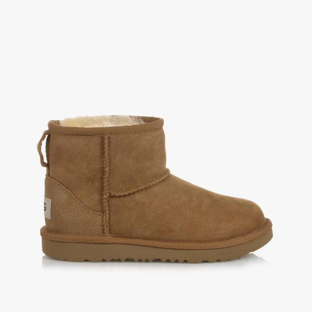 UGG-Chestnut Brown Classic Mini II Suede Leather Boots | Childrensalon